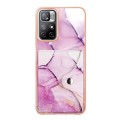 For Xiaomi Redmi Note 11 5G Marble Pattern IMD Card Slot Phone Case(Pink Purple Gold)