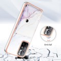For Xiaomi Redmi Note 11 5G Marble Pattern IMD Card Slot Phone Case(White Purple)