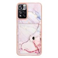 For Xiaomi Redmi Note 11 Pro / 11 Pro+ Marble Pattern IMD Card Slot Phone Case(Rose Gold)