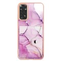 For Xiaomi Redmi Note 11s / Note 11 4G Global Marble Pattern IMD Card Slot Phone Case(Pink Purple Go