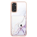 For Xiaomi Redmi Note 11s / Note 11 4G Global Marble Pattern IMD Card Slot Phone Case(White Purple)