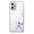 For Xiaomi Redmi Note 11T Pro Marble Pattern IMD Card Slot Phone Case(White Purple)