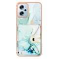 For Xiaomi Redmi Note 11T Pro Marble Pattern IMD Card Slot Phone Case(Green)