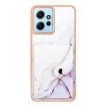 For Xiaomi Redmi Note 12 4G Marble Pattern IMD Card Slot Phone Case(White Purple)