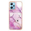 For Xiaomi Redmi Note 12 5G Global Marble Pattern IMD Card Slot Phone Case(Pink Purple Gold)