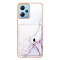 For Xiaomi Poco X5 5G Marble Pattern IMD Card Slot Phone Case(White Purple)