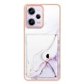 For Xiaomi Redmi Note 12 Pro 5G Global Marble Pattern IMD Card Slot Phone Case(White Purple)