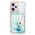 For Xiaomi Poco X5 Pro 5G Marble Pattern IMD Card Slot Phone Case(Green)