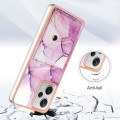 For Xiaomi Redmi Note 12 Pro+ Marble Pattern IMD Card Slot Phone Case(Pink Purple Gold)