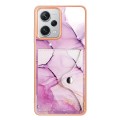 For Xiaomi Redmi Note 12 Pro+ Marble Pattern IMD Card Slot Phone Case(Pink Purple Gold)