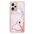 For Xiaomi Redmi Note 12 Pro+ Marble Pattern IMD Card Slot Phone Case(Rose Gold)