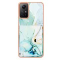 For Xiaomi Redmi Note 12S 4G Marble Pattern IMD Card Slot Phone Case(Green)