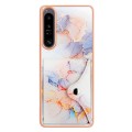 For Sony Xperia 1 IV Marble Pattern IMD Card Slot Phone Case(Galaxy Marble White)