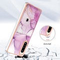 For Sony Xperia 5 IV Marble Pattern IMD Card Slot Phone Case(Pink Purple Gold)