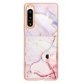 For Sony Xperia 5 IV Marble Pattern IMD Card Slot Phone Case(Rose Gold)