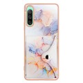 For Sony Xperia 10 IV Marble Pattern IMD Card Slot Phone Case(Galaxy Marble White)