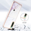 For Sony Xperia 10 IV Marble Pattern IMD Card Slot Phone Case(White Purple)