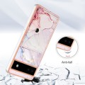 For Google Pixel 6a Marble Pattern IMD Card Slot Phone Case(Rose Gold)