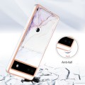 For Google Pixel 6a Marble Pattern IMD Card Slot Phone Case(White Purple)