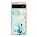 For Google Pixel 6a Marble Pattern IMD Card Slot Phone Case(Green)