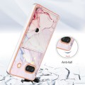 For Google Pixel 7a Marble Pattern IMD Card Slot Phone Case(Rose Gold)