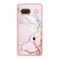 For Google Pixel 7a Marble Pattern IMD Card Slot Phone Case(Rose Gold)