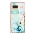 For Google Pixel 7a Marble Pattern IMD Card Slot Phone Case(Green)