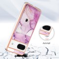 For Google Pixel 8 Marble Pattern IMD Card Slot Phone Case(Pink Purple Gold)