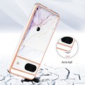 For Google Pixel 8 Marble Pattern IMD Card Slot Phone Case(White Purple)