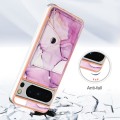 For Google Pixel 8 Pro Marble Pattern IMD Card Slot Phone Case(Pink Purple Gold)