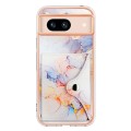 For Google Pixel 8a Marble Pattern IMD Card Slot Phone Case(Galaxy Marble White)