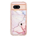 For Google Pixel 8a Marble Pattern IMD Card Slot Phone Case(Rose Gold)