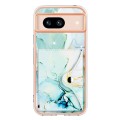 For Google Pixel 8a Marble Pattern IMD Card Slot Phone Case(Green)