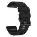 For Garmin Fenix 7X 26mm Solid Color Steel Buckle Silicone Quick Release Watch Band(Black)