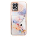 For Realme 8i Marble Pattern IMD Card Slot Phone Case(Galaxy Marble White)