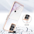 For Realme 8i Marble Pattern IMD Card Slot Phone Case(White Purple)