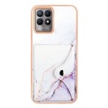 For Realme 8i Marble Pattern IMD Card Slot Phone Case(White Purple)