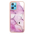 For Realme 9 Pro+ 5G Marble Pattern IMD Card Slot Phone Case(Pink Purple Gold)