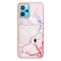 For Realme 9 Pro+ 5G Marble Pattern IMD Card Slot Phone Case(Rose Gold)