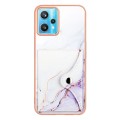 For Realme 9 Pro+ 5G Marble Pattern IMD Card Slot Phone Case(White Purple)