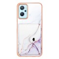 For Realme 9i / OPPO A36 Marble Pattern IMD Card Slot Phone Case(White Purple)