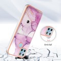 For Realme C21Y Marble Pattern IMD Card Slot Phone Case(Pink Purple Gold)