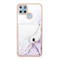 For Realme C21Y Marble Pattern IMD Card Slot Phone Case(White Purple)