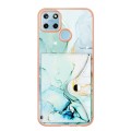 For Realme C21Y Marble Pattern IMD Card Slot Phone Case(Green)