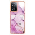 For Realme Narzo 50 5G Marble Pattern IMD Card Slot Phone Case(Pink Purple Gold)