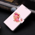 For LG K51 Crystal Painted Leather Phone case(Love Peach)