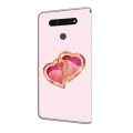 For LG K51 Crystal Painted Leather Phone case(Love Peach)