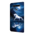 For LG K51 Crystal Painted Leather Phone case(White Horse)
