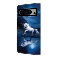 For Google Pixel 6a Crystal Painted Leather Phone case(White Horse)