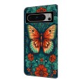 For Google Pixel 7 5G Crystal Painted Leather Phone case(Flower Butterfly)